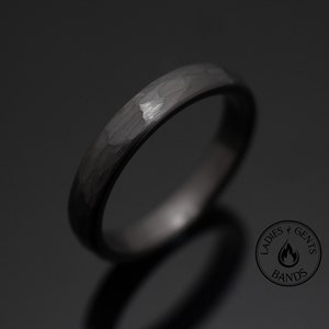 4mm Gunmetal Hammered Tungsten Ring, 4mm Round Dome Design, rings for men, rings for women, anniversary, wedding band, engagement band