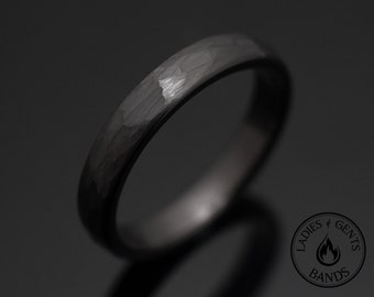 Anello in tungsteno martellato color canna di fucile da 4 mm, anelli da donna e da uomo, anniversario, fede nuziale, anello di fidanzamento