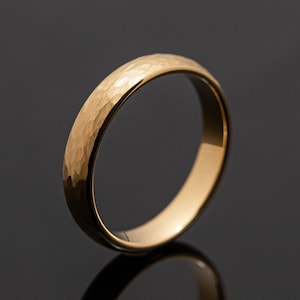 4mm Gold Hammered Tungsten Wedding Band Ring Width