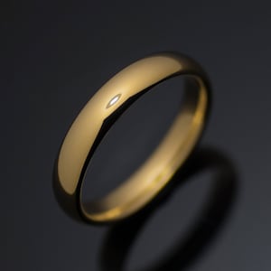 4 mm Poliert Gelbgold* Wolframcarbid Unisex Bandring, Wolframring für Frauen