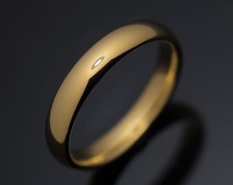 4mm Polished Yellow Gold* Tungsten Carbide Unisex Band, 4mm Tungsten Ring, Wedding Band, Wedding Ring, Womens Ring