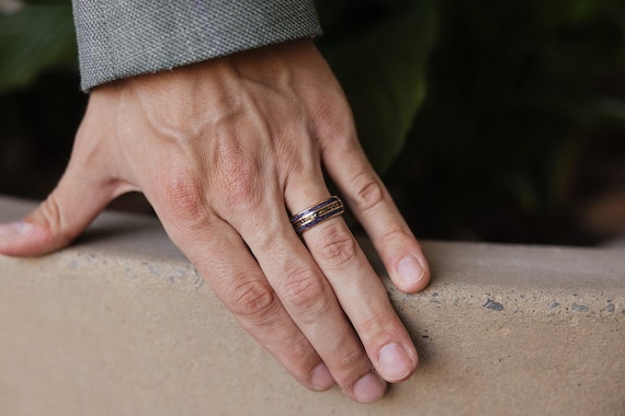 オパールゴールドリーフの結婚指輪 | 8mm 隕石ローズゴールドリング