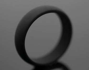 Black Silicone Wedding Band | Unisex Rubber Ring 6mm