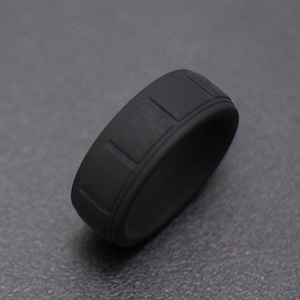 Black Onyx Silicone Wedding Band for Men, Black Engagement Ring