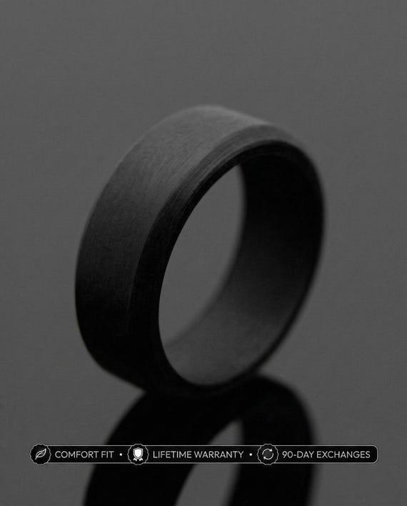 8mm Black Silicone Wedding Band – Flexible Rubber Ring for Active Wear, Comfort Fit