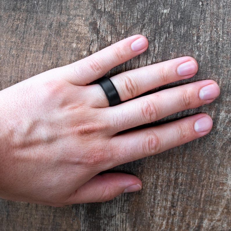 8mm Black Silicone Wedding Band – Flexible Rubber Ring for Active Wear, Comfort Fit image 8