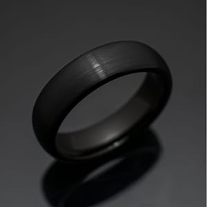 6mm Black Brushed Obsidian Style Tungsten Wedding Ring, Brushed Tungsten Wedding Band, Unisex Ring