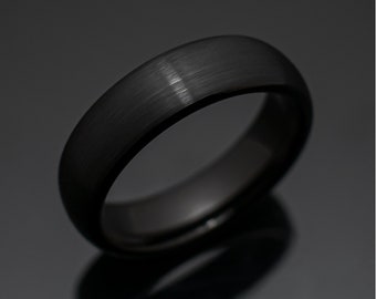 6mm Black Brushed Obsidian Style Tungsten Wedding Ring, Brushed Tungsten Wedding Band, Unisex Ring