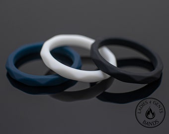 Silicone Wedding Band Pack, Set of 3 Silicone Rings Bundle, Unisex Bands