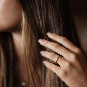 4mm/8mm Gold Hammered Tungsten Wedding Ring Set His and Hers | Alternative Yellow Gold Wedding Bands |Antique Vintage Style Engagement Bands image 6