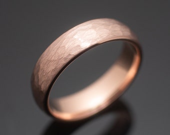 Hammered Rose Gold Tungsten Wedding Ring, 6mm Rose Gold Wedding Band for him, Gift for him, Men's Wedding Ring