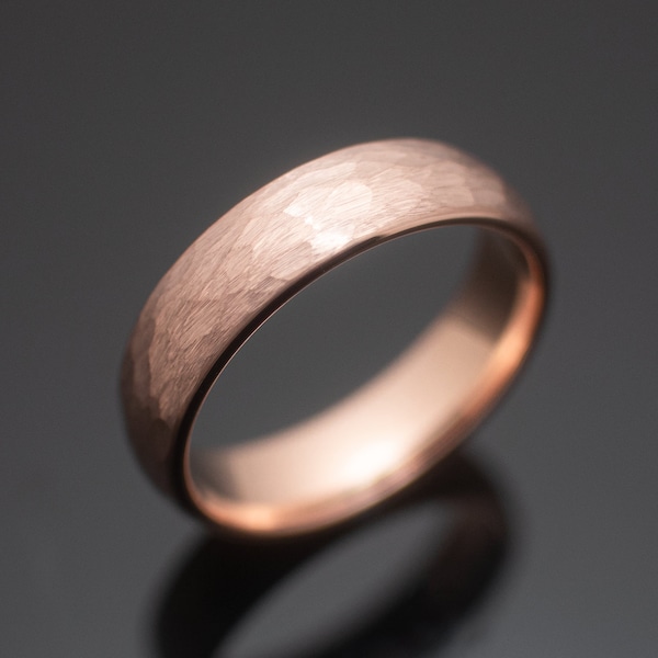 Hammered Rose Gold Tungsten Wedding Ring, 6mm Rose Gold Wedding Band for him, Gift for him, Men's Wedding Ring