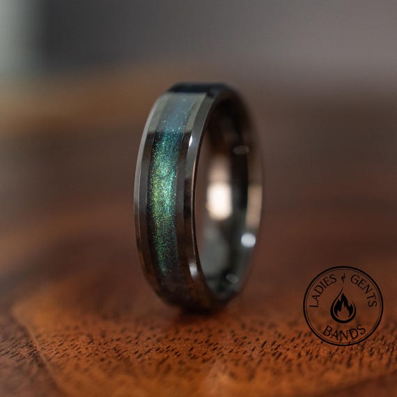 Space Elysium Ring Men's 8MM Elysium Black Diamond Wedding Band