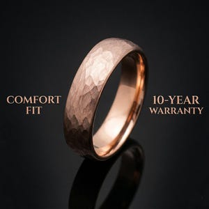 Hammered Rose Gold Tungsten Wedding Ring, 6mm Rose Gold Wedding Band for him, Gift for him, Men's Wedding Ring