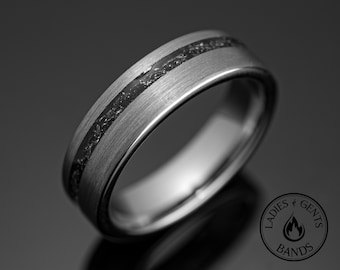 6mm Silver Meteorite Brushed Wedding ring, Silver Mens Wedding Band