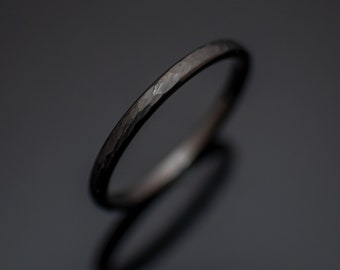 2mm Hammered Gunmetal Tungsten Wedding Band | Unisex Gunmetal Ring