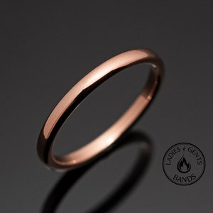 2 mm polierter Roségold*-Wolfram-Ehering für Sie