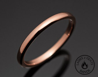 2mm Polished Rose Gold Tungsten Wedding Band for Her | rose gold band, rose gold wedding band women, rosegold ring,rose gold engagement band