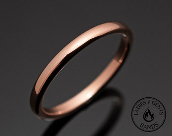 2mm Polished Rose Gold* Tungsten Wedding Band for Her