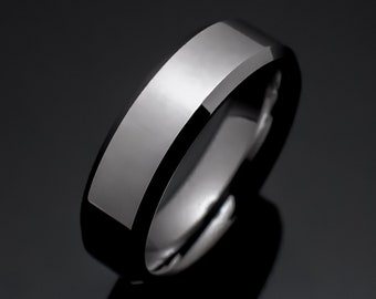 Men's Wedding Band, Silver Tungsten Wedding Ring, Gift for Him, 6mm Silver Wedding Ring