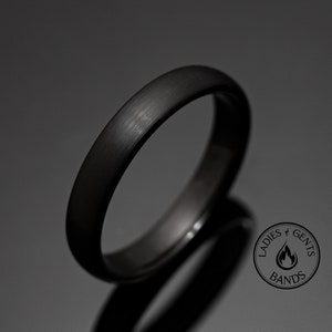 4mm Black Brushed Obsidian Style Tungsten Wedding Ring, Unisex Wedding Tungsten Band