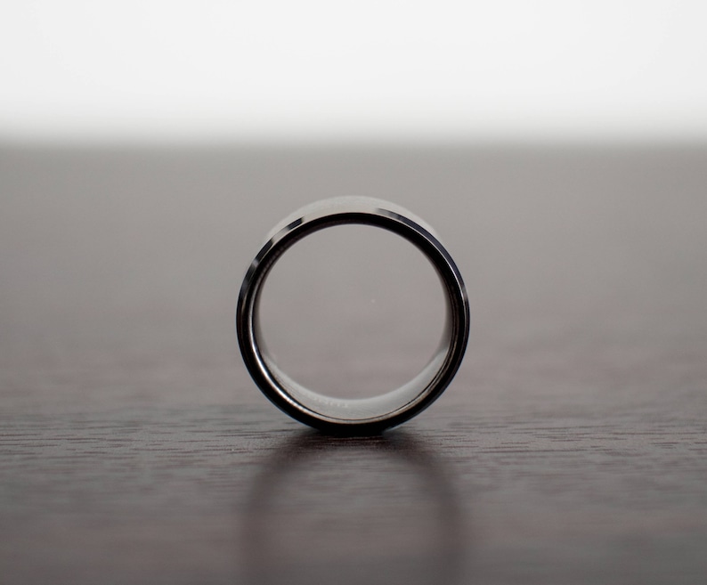 Gunmetal Tungsten Ring Men's Band, Obsidian Style Coffee, Mens Wedding Ring, Wedding Band, Sand Blasted Tungsten Carbide, 8mm width image 2