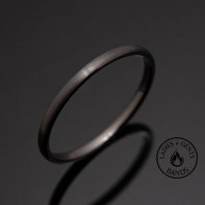 2mm Gunmetal Brushed Obsidian Style Tungsten Wedding Ring, Unisex Wedding Tungsten Band