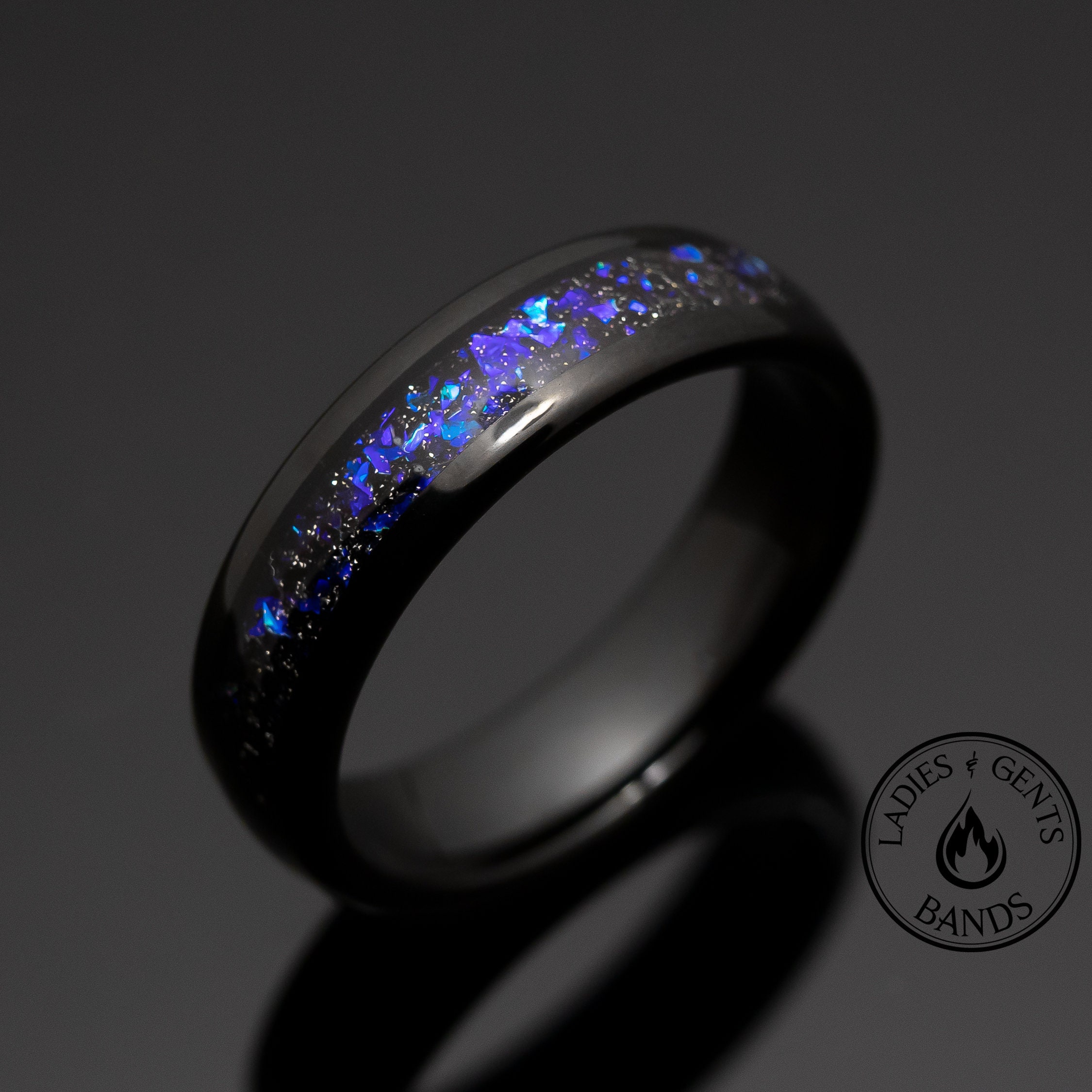 Orion Nebula Tungsten Wedding Ring, Black Tungsten Wedding Band in 6mm, Outer Space Unisex Ring