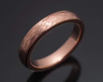 4mm Hammered Rose Gold* Tungsten Wedding Ring, Unisex Wedding Band