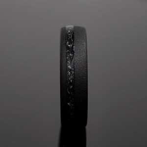 4mm/6mm Black Sandblasted Meteorite Tungsten Wedding Ring Set His and Hers image 6