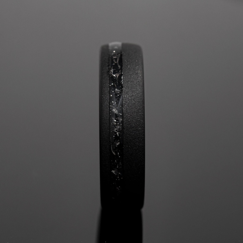 4mm/6mm Black Sandblasted Meteorite Tungsten Wedding Ring Set His and Hers image 6