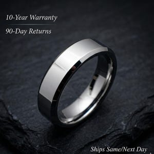 6mm HIGH Polish Silver Tungsten Ring, Wedding band unisex silver ring