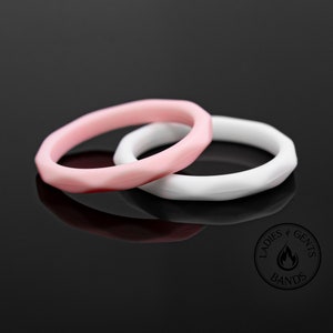 Light Pink/White Women&#39;s Wedding Band Set, Silicone 2-Pack, Pink & White Rings