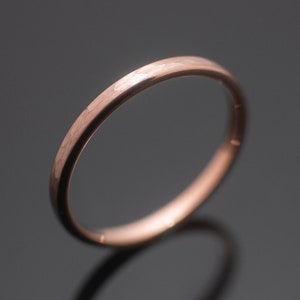 2mm Thin Hammered Rose Gold Tungsten Wedding Ring Unisex