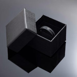 4mm/6mm Black Sandblasted Meteorite Tungsten Wedding Ring Set His and Hers image 7