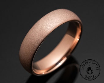 Rose Gold Sandblasted Tungsten Wedding Band Ring in 6mm Width