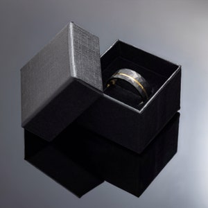 8mm Black Hammered Gold Obsidian Tungsten Wedding Band, Mens Ring image 5