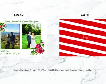 Joyeux Noël et bonne année | Modèle de carte de Noël modifiable | Recto et verso des Fêtes Canva