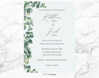 Eucalyptus Wedding Invitation 5"x7"