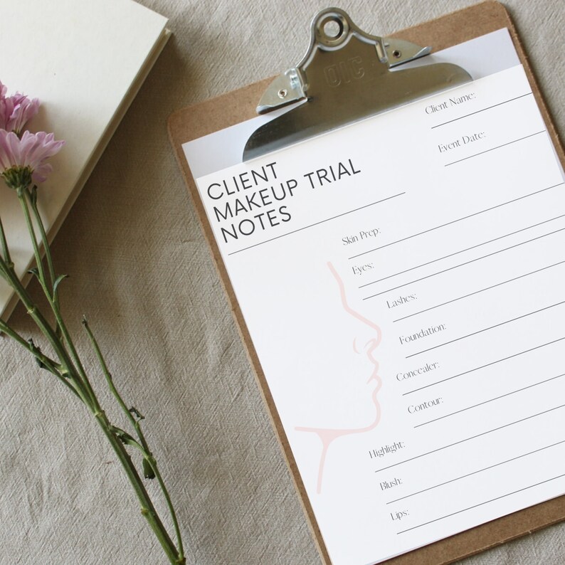 Makeup Artist Client Questionnaire & Makeup Trial Notes Bundle Etsy
