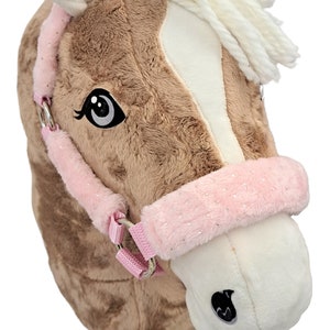Halter hobby horse cuddly pink  personalisable desired name headcollar for hobby horse with name halter for hobby horse glitter pink