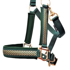 horsehalter headcollar size Full &quot;Merlin&quot; gold headcollar for horses XL halfter for horses headcollar pony green halter for horses size XS