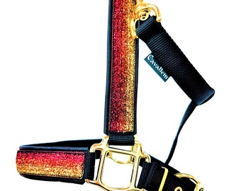 horse halter pony size "Germania" personalizable headcollar glitter for horses gold