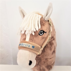 halter hobby horse GOLDEN headcollar for hobby horse gold glitter headcollar for hobby horse with name halter for hobby horse with name