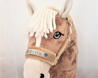 halter hobby horse GOLDEN headcollar for hobby horse gold glitter headcollar for hobby horse with name halter for hobby horse with name