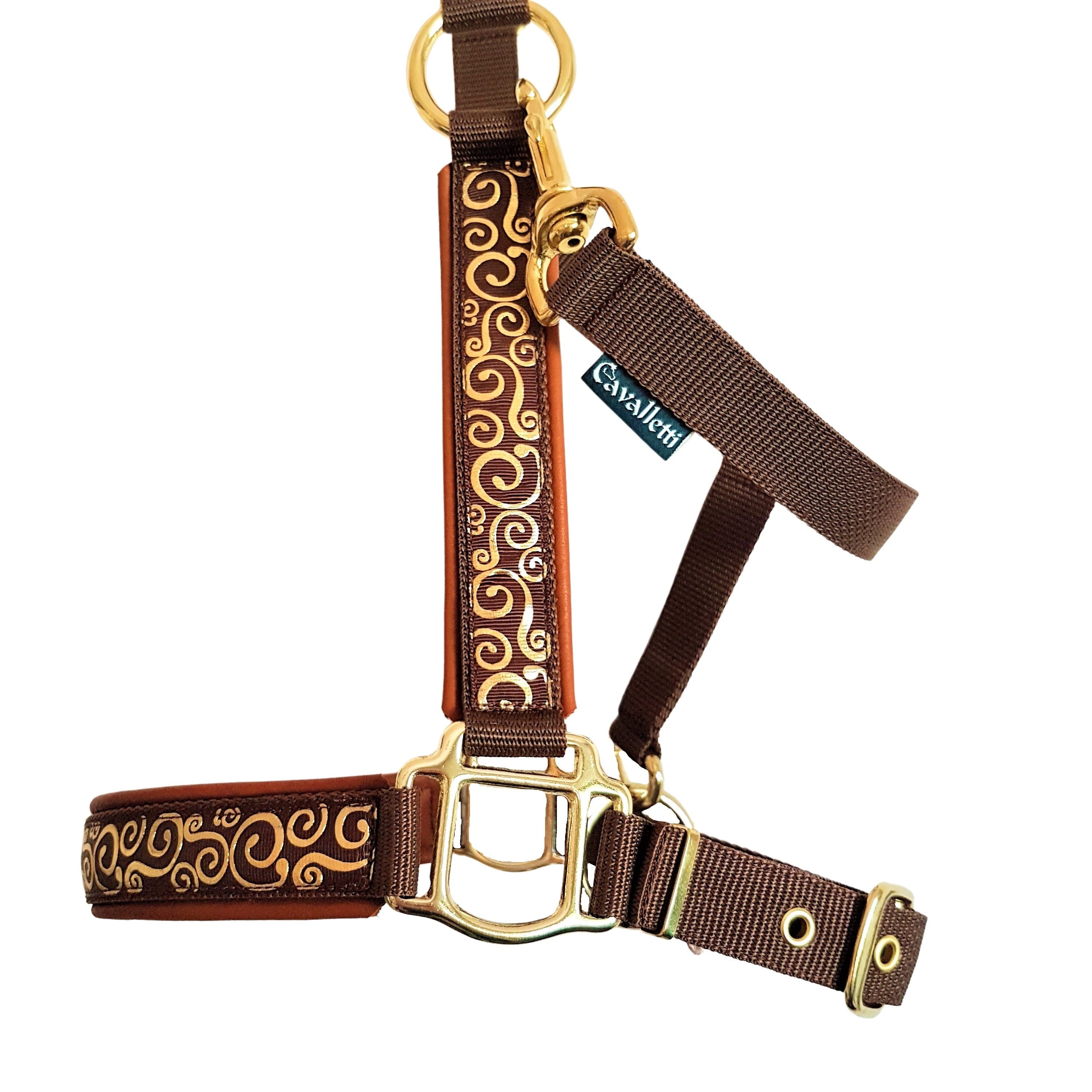 Horse Halter * Gold * Pony Size * Customizable * Brown * Gold Halter * Horse Halter with Name * Customizable Halter