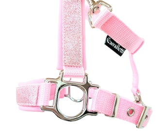 horse halter Starshine pink with glitter halter for horses personalizable horses headcollar with name miniature horse size cob size