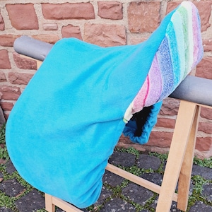 Saddle cover &quot;Rainbow&quot;~for dressage saddles saddle cover fleece saddle cover turquoise