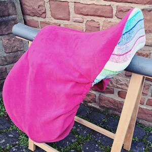 Saddle cover &quot;Rainbow&quot;~for dressage saddles saddle cover fleece saddle cover pink