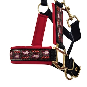 horsehalter headcollar for horses red gold &quot;Zauberranke&quot; halter for horses size XS headcollar size mini pony headcollar for ponies purple